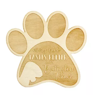 Bedlington Terrier, Rothbury Terrier, Rodbery Terrier - Mug coaster, engraved coaster with dog, gift for dog lover by Art-Dog brand