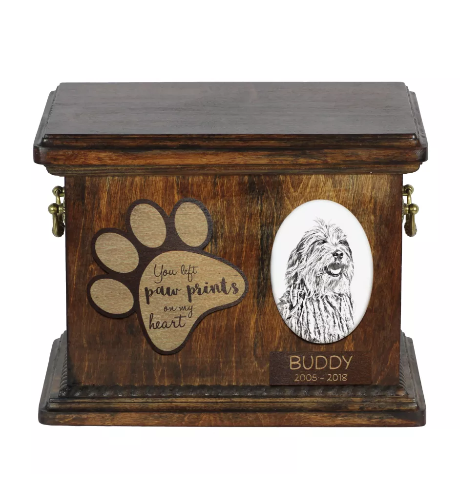 Bergamasker Hirtenhund, Berger de bergame - Hund Ascheurne, personalisierte Ascheurne mit Foto, Hund Ascheurne von der Marke Art-Dog