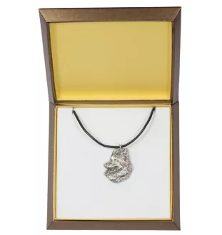 Belgischer Schäferhund - Hundehalsband in Geschenkbox, versilbertes Medaillon für Hundefans, markanter Anhänger der Marke Art-Dog
