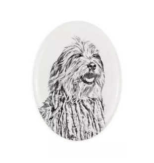 Berger Bergamasque, Berger de Bergame - une plaque commémorative avec une photo de chien, une plaque funéraire avec une impression, une plaque ovale personnalisée de la marque Art-Dog