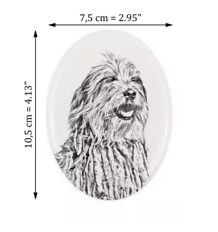 Bergamasco Shepherd Dog, Bergamasco Sheepdog - commemorative plaque with a photo of a dog, tombstone with a print, personalized oval plaque from the Art-Dog brand