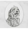 Bergamasker Hirtenhund, Berger de bergame - Gedenktafel mit einem Foto eines Hundes, Grabplatte mit Druck, personalisierte ovale Platte der Marke Art-Dog