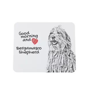 Bergamasker Hirtenhund, Berger de bergame - Mauspad mit Druck, personalisiertes Mauspad mit Hund, einzigartiges Gadget für Büroangestellte von Art-Dog.