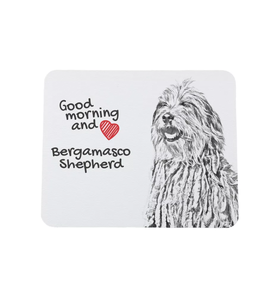 Bergamasker Hirtenhund, Berger de bergame - Mauspad mit Druck, personalisiertes Mauspad mit Hund, einzigartiges Gadget für Büroangestellte von Art-Dog.