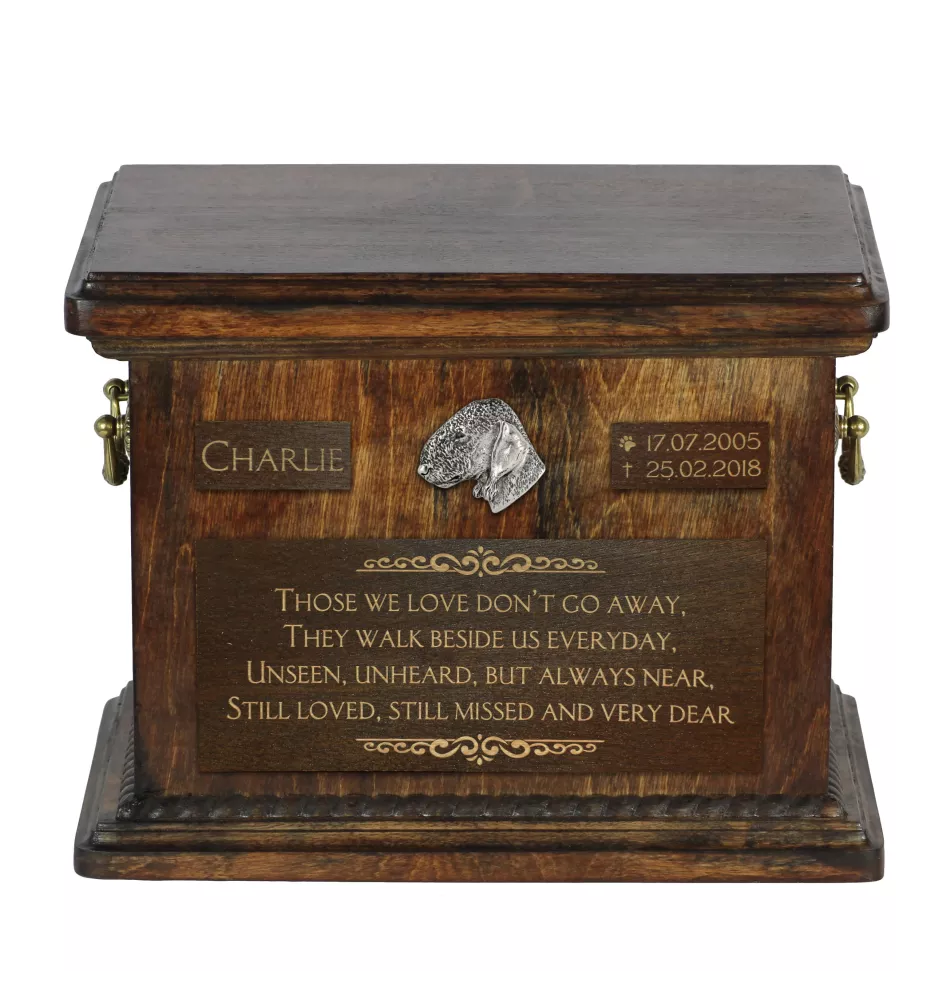 Bedlington Terrier, Rothbury Terrier Personalisierte Hundeurne mit Gravur, Erinnerungsbox für Hundeknochen von der Marke Art-Dog