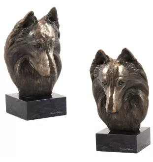Belgischer Schäferhund - Hundestatue, Büste auf Steinsockel, Skulptur, Trophäe für Hundeausstellung der Marke Art-Dog