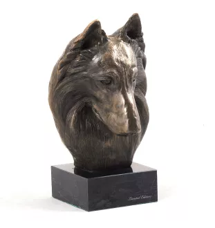 Chiens de Berger Belge - Statue de chien, buste sur socle en pierre, sculpture, trophée pour exposition canine par la marque Art-Dog