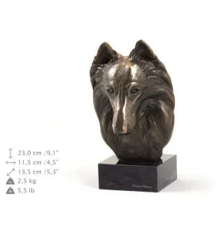 Belgischer Schäferhund - Hundestatue, Büste auf Steinsockel, Skulptur, Trophäe für Hundeausstellung der Marke Art-Dog