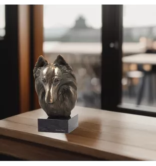 Belgischer Schäferhund - Hundestatue, Büste auf Steinsockel, Skulptur, Trophäe für Hundeausstellung der Marke Art-Dog