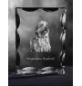 Bergamasker Hirtenhund, Berger de bergame - Kristall mit einem Hundebild, Glasstatuette mit einem Bild, einzigartiger Bilderrahmen der Marke Art-Dog