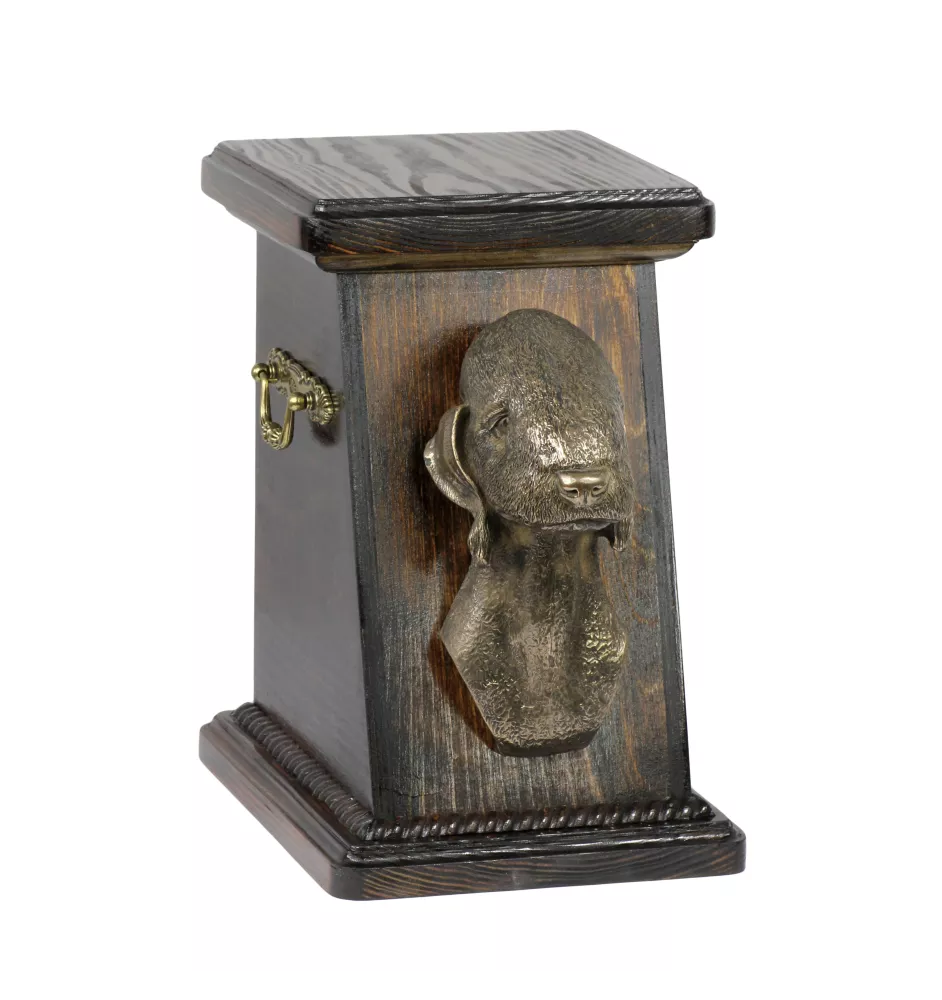 Bedlington Terrier urna drewniana z psem Art-Dog