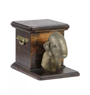 Terrier De Bedlington, Bedlington Terrier - urne pour les cendres d'un chien avec une statuette, une urne élégante pour chien, une urne exceptionnelle avec un buste de chien de la marque Art-Dog