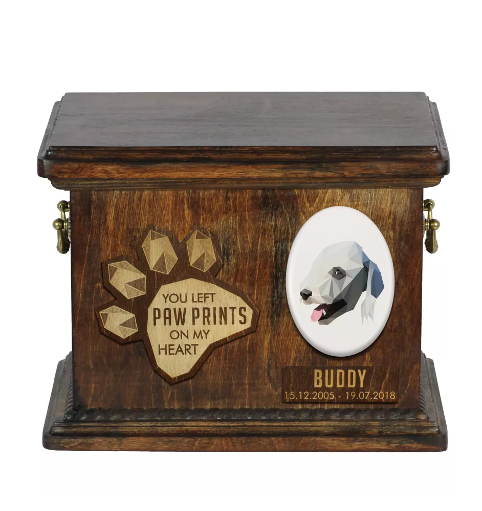 Terrier De Bedlington, Bedlington Terrier - urne pour les cendres de chien, urne personnalisée avec une gravure, boîte commémorative pour les cendres de chien de la marque Art-Dog