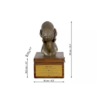 Bedlington Terrier, Rothbury Terrier - Eine Ascheurne für Hunde mit einer Statuette, eine kleine Urne für Hunde, eine personalisierte Urne mit dem Porträt eines Hundes von der Marke Art-Dog.