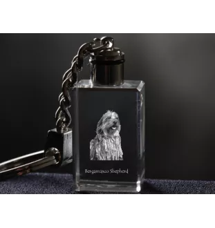 Bergamasco Shepherd Dog, Bergamasco Sheepdog - Crystal key ring with dog photo, illuminated key ring, unique gift by Art-Dog brand