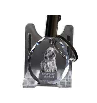 Berger Bergamasque, Berger de Bergame - pendentif avec une photo de chien, porte-clés en cristal dans une boîte cadeau, un cadeau unique par Art-Dog