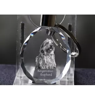 Berger Bergamasque, Berger de Bergame - pendentif avec une photo de chien, porte-clés en cristal dans une boîte cadeau, un cadeau unique par Art-Dog