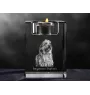 Berger Bergamasque, Berger de Bergame - Bougeoir avec photo de chien, porte bougie en cristal, cadeau personnalisé par la marque Art-Dog