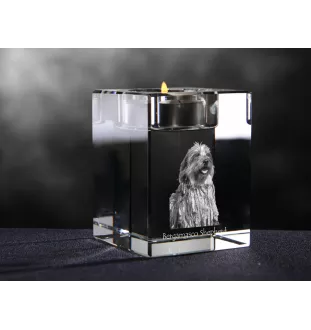 Bergamasco Shepherd Dog, Bergamasco Sheepdog - Candle holder with dog photo, crystal tealight holder, personalised gift by Art-Dog brand