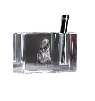 Bergamasco Shepherd Dog, Bergamasco Sheepdog - Pen stand, crystal organiser with dog photo, unique desk decoration by Art-Dog brand