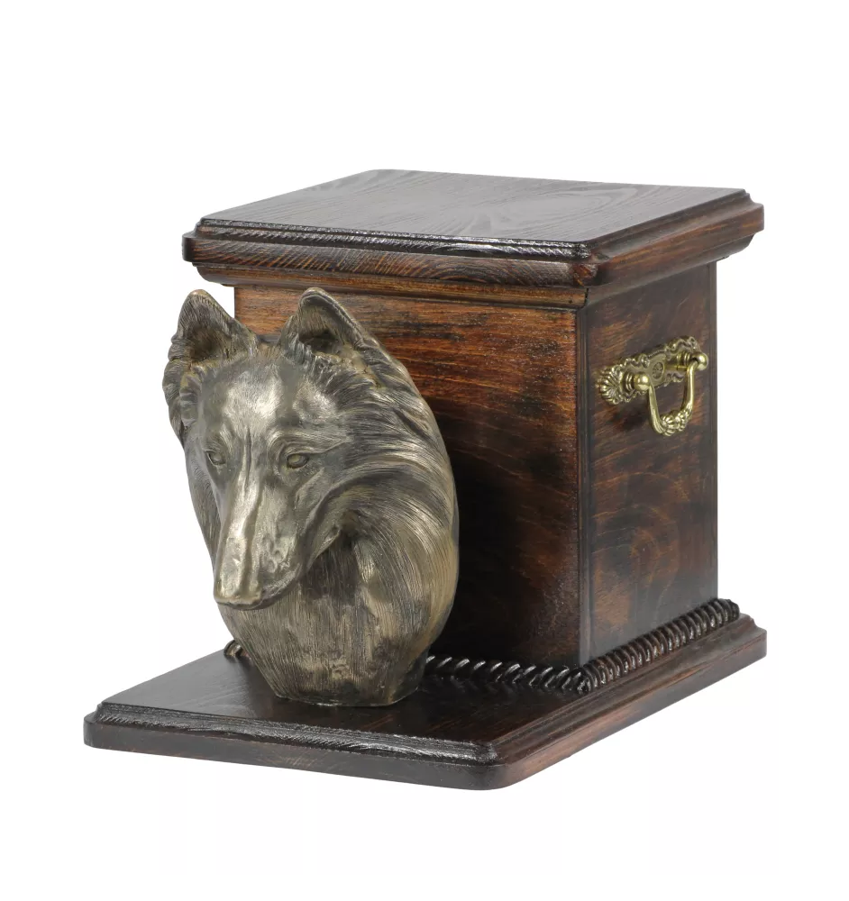 Chiens de Berger Belge - urne pour les cendres d'un chien avec une statuette, une urne élégante pour chien, une urne exceptionnelle avec un buste de chien de la marque Art-Dog