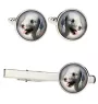 Bedlington Terrier, Rothbury Terrier, Rodbery Terrier - cufflinks and tie with your photo, a suit decoration, men's jewelry from the Art-Dog brand.