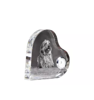 Berger Bergamasque, Berger de Bergame - horloge en cristal avec une photo de chien, horloge de table en forme de cœur, horloge debout personnalisée de la marque Art-Dog