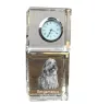 Berger Bergamasque, Berger de Bergame - montre en cristal avec photo, photo de chien dans un cristal, horloge de bureau personnalisée de la marque Art-Dog