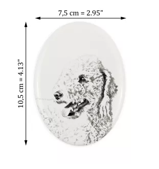 Bedlington Terrier, Rothbury Terrier - Gedenktafel mit einem Foto eines Hundes, Grabplatte mit Druck, personalisierte ovale Platte der Marke Art-Dog