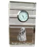 Bergamasco Shepherd Dog, Bergamasco Sheepdog - glass clock with a photo, photo of a dog in crystal, personalized standing office clock by Art-Dog brand