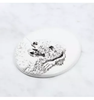 Terrier De Bedlington, Bedlington Terrier - une plaque commémorative avec une photo de chien, une plaque funéraire avec une impression, une plaque ovale personnalisée de la marque Art-Dog