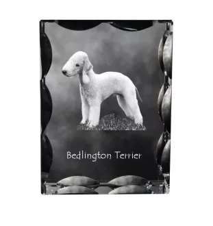 Terrier De Bedlington, Bedlington Terrier - cristal avec photo de chien, statuette en verre avec photo, cadre exceptionnel avec photo de la marque Art-Dog