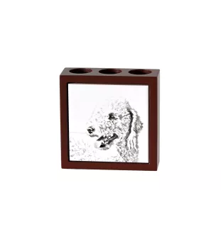 Bedlington Terrier, Rothbury Terrier - Stifthalter mit Hund, Schreibtischorganizer mit Aufdruck, personalisierte Schreibtischdekoration der Marke Art-Dog