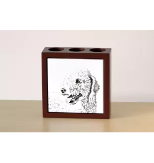 Bedlington Terrier, Rothbury Terrier, Rodbery Terrier - pen holder with a dog, desk organizer with a print, personalized desk decoration from the Art-Dog brand.