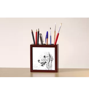 Bedlington Terrier, Rothbury Terrier, Rodbery Terrier - pen holder with a dog, desk organizer with a print, personalized desk decoration from the Art-Dog brand.