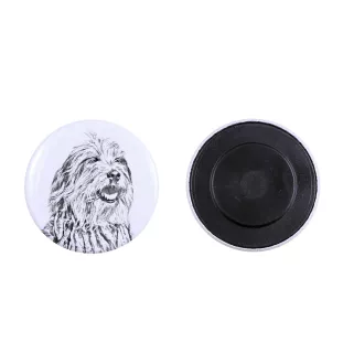 Bergamasker Hirtenhund, Berger de bergame Magnet mit einem Hundepfotenabdruck, außergewöhnlich leicht, starker Magnet, handgefertigtes Produkt der Marke Art-Dog