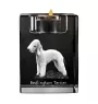 Terrier De Bedlington, Bedlington Terrier - Bougeoir avec photo de chien, porte bougie en cristal, cadeau personnalisé par la marque Art-Dog