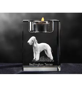 Bedlington Terrier świecznik kryształowy z psem Art-Dog