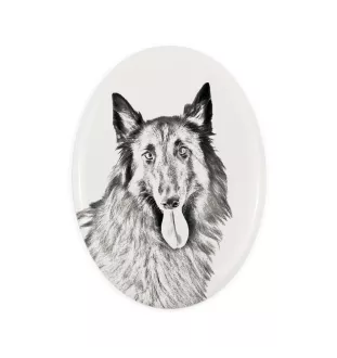 Azawakh I - Gedenktafel mit einem Foto eines Hundes, Grabplatte mit Druck, personalisierte ovale Platte der Marke Art-Dog