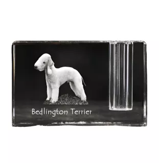 Terrier De Bedlington, Bedlington Terrier - Porte-stylos, organiseur en cristal avec photo de chien, décoration de bureau unique par la marque Art-Dog