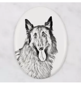 Azawakh I - Gedenktafel mit einem Foto eines Hundes, Grabplatte mit Druck, personalisierte ovale Platte der Marke Art-Dog