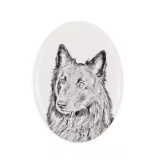 Belgischer Schäferhund - Gedenktafel mit einem Foto eines Hundes, Grabplatte mit Druck, personalisierte ovale Platte der Marke Art-Dog