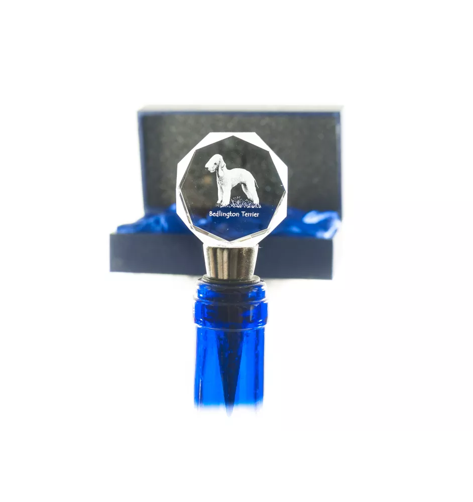 Bedlington Terrier, Rothbury Terrier, Rodbery Terrier - Bottle stopper, crystal wine stopper with photo, personalised gift for bartender by Art-Dog brand