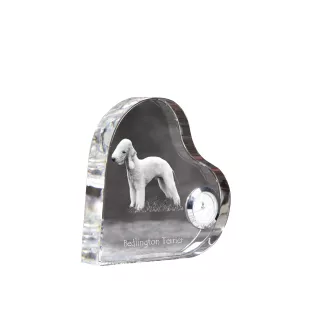 Terrier De Bedlington, Bedlington Terrier - horloge en cristal avec une photo de chien, horloge de table en forme de cœur, horloge debout personnalisée de la marque Art-Dog