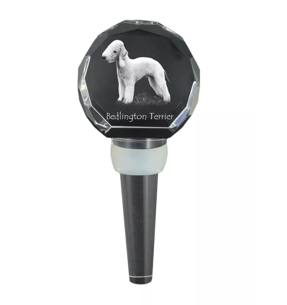 Bedlington Terrier, Rothbury Terrier, Rodbery Terrier - Crystal bottle stopper, unique wine stopper with photo, personalised gift for sommelier by Art-Dog brand