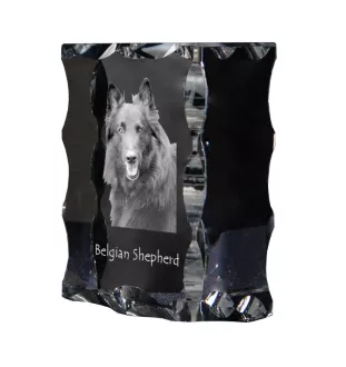 Belgischer Schäferhund - Kristall mit einem Hundebild, Glasstatuette mit einem Bild, einzigartiger Bilderrahmen der Marke Art-Dog