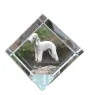 Bedlington Terrier, Rothbury Terrier, Rodbery Terrier - crystal cube with a photo, photo of a horse in crystal, cubic paperweight from Art-Dog brand