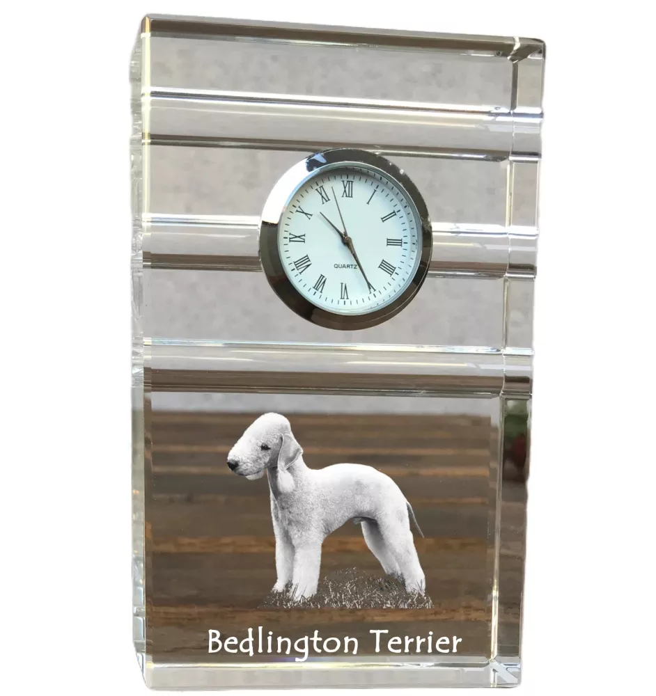 Bedlington Terrier zegar trój-paskowy z psem Art-Dog
