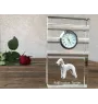 Terrier De Bedlington, Bedlington Terrier - une horloge en verre avec une photo, une photo de chien dans un cristal, une horloge de bureau personnalisée de la marque Art-Dog