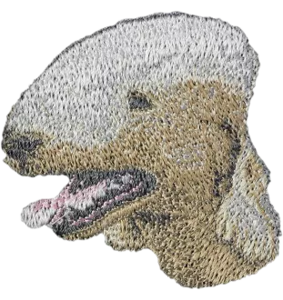 Bedlington Terrier, Rothbury Terrier - Hund geformtes Aufnäher, besticktes Patch, einzigartiges Dekor für den Rucksack der Marke Art-Dog